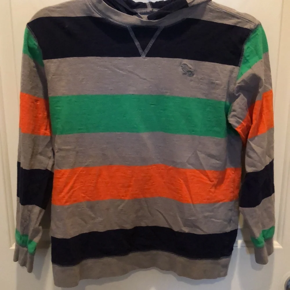 Old Navy Boys Stripped Hoodie Pull Over Tee Shirt